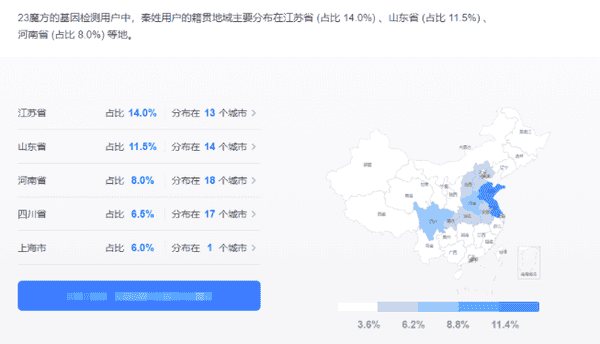 我国姓氏分布图（部分）出炉（二），快来观观自己的根在哪里？